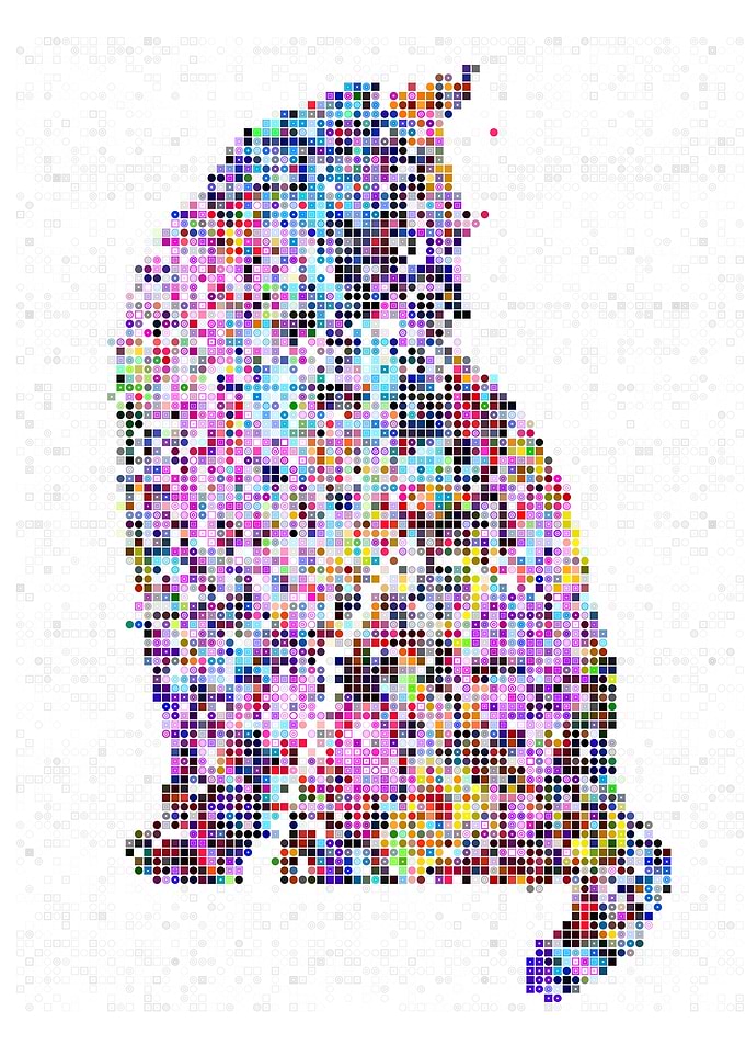 Colorful Cat Purple Mosaic