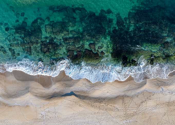 Aerial View of Ocean Waves