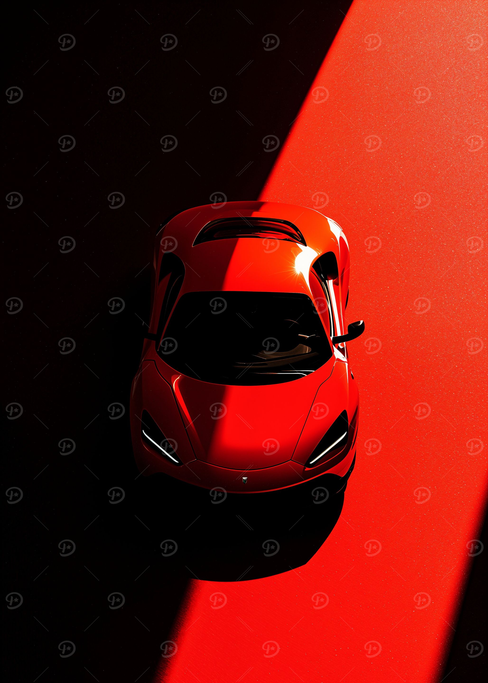 Red Sports Car Top View