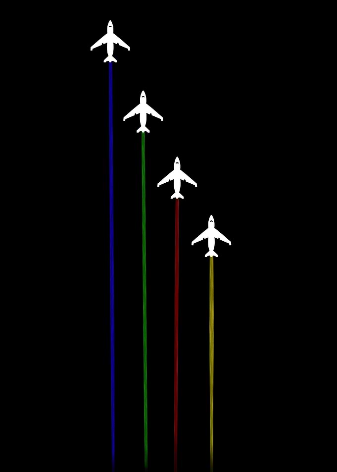 Four Planes with Colored Trails