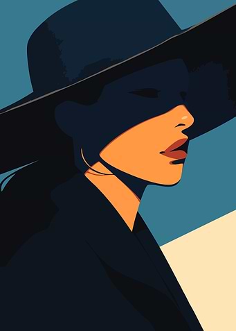 Woman in Hat Neo Noir Minimalist Art