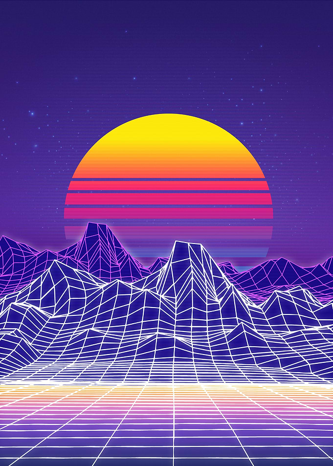 Retro Sunset Synthwave Grid