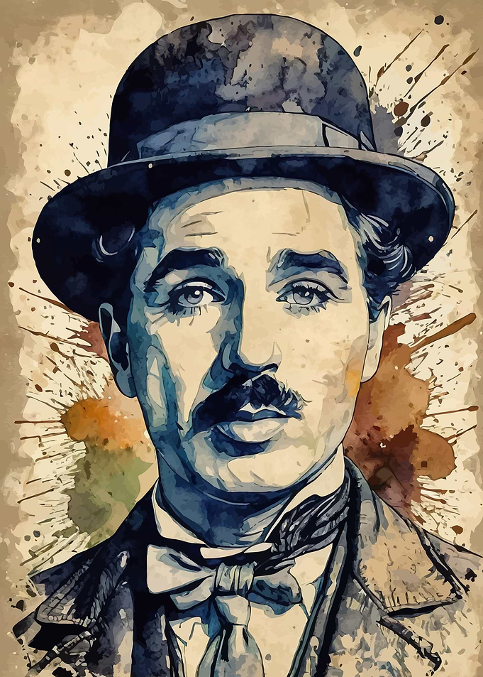 Charlie Chaplin Watercolor Portrait