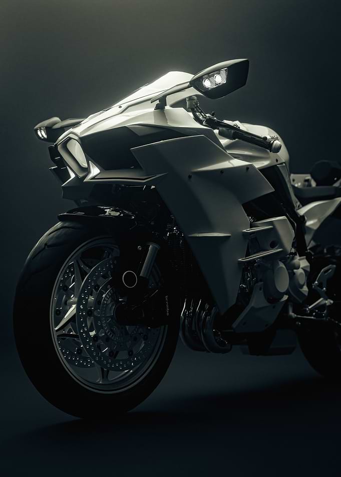 White Sportbike Close-Up