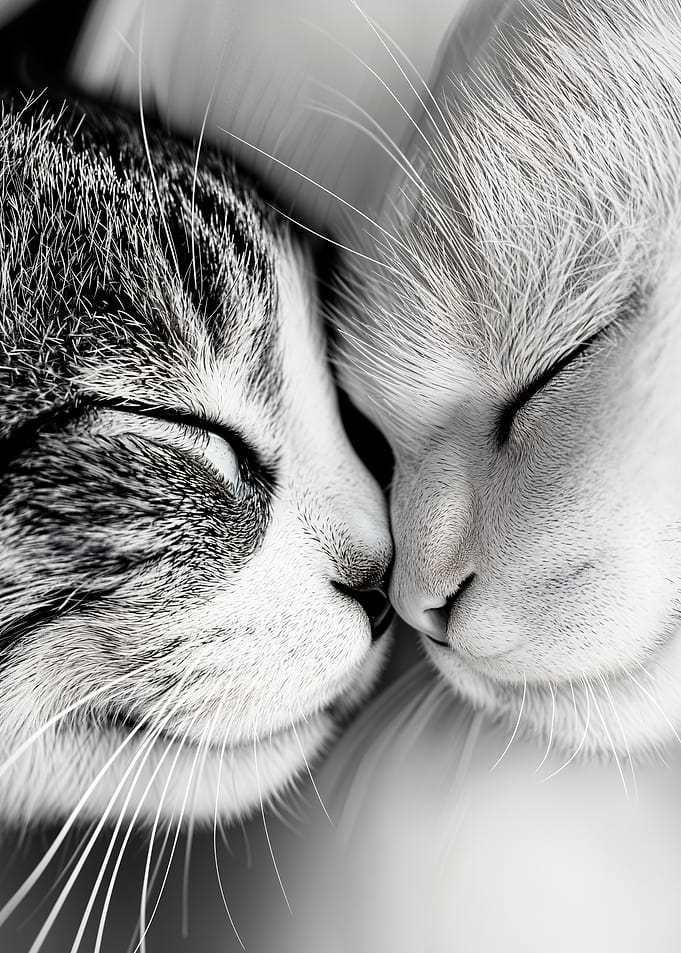 Two Cats Snuggling