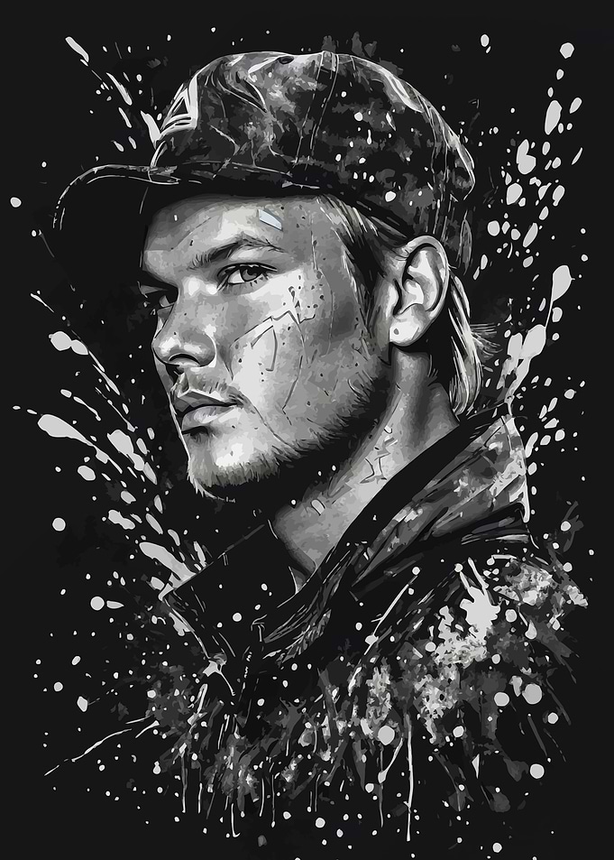 Avicii Watercolor Portrait