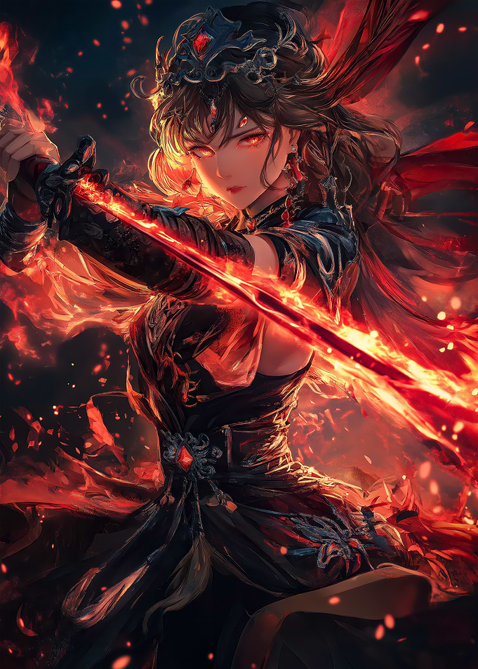 Fiery Anime Warrior
