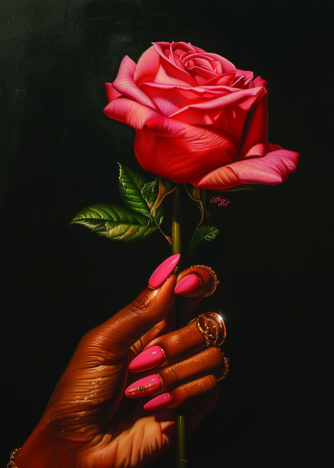 Pink Rose and Hand