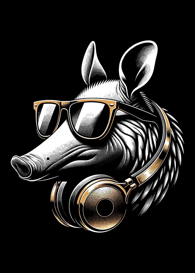 Cool Aardvark with Headphones