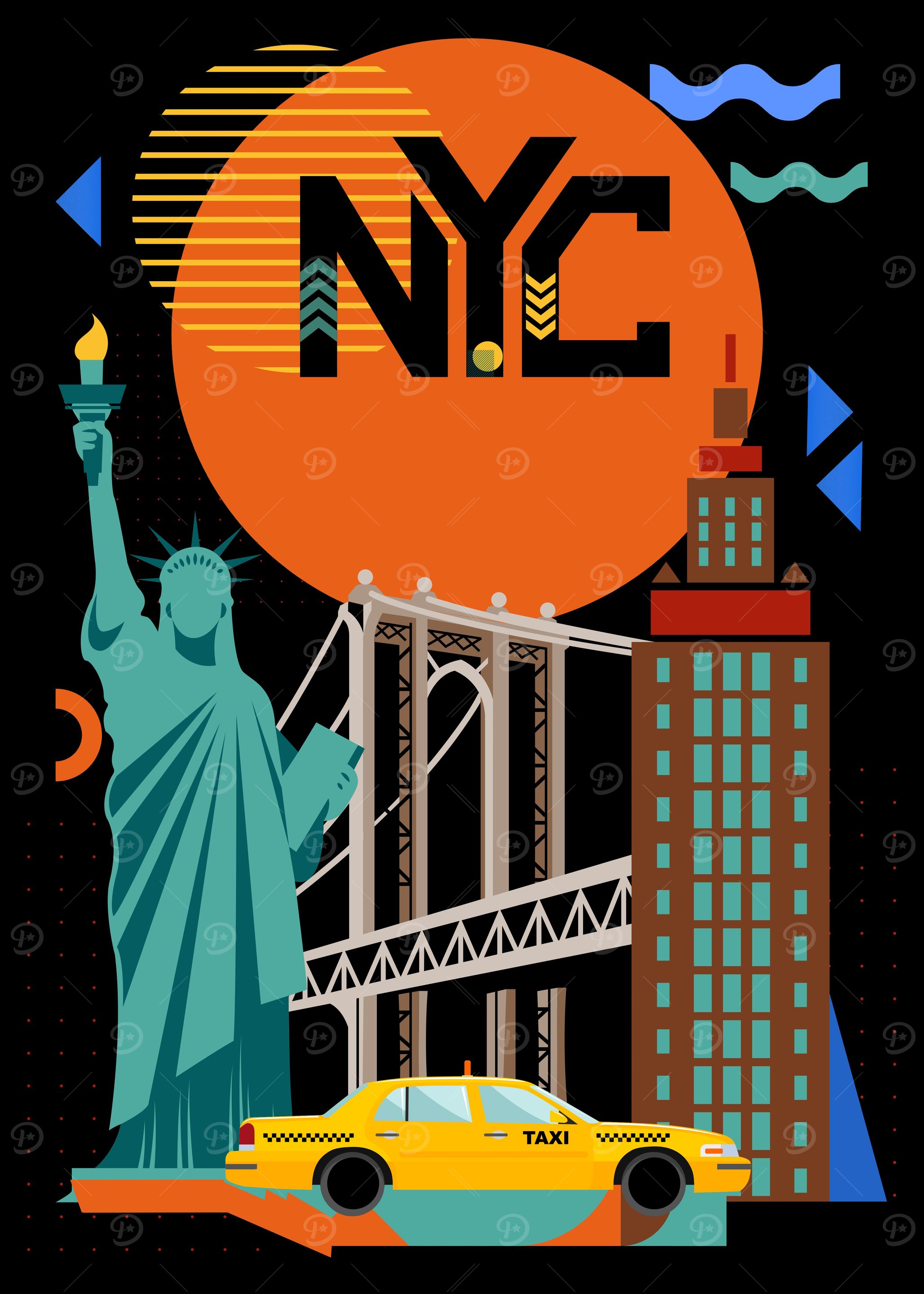 Modern NYC Skyline Geometric New York Design