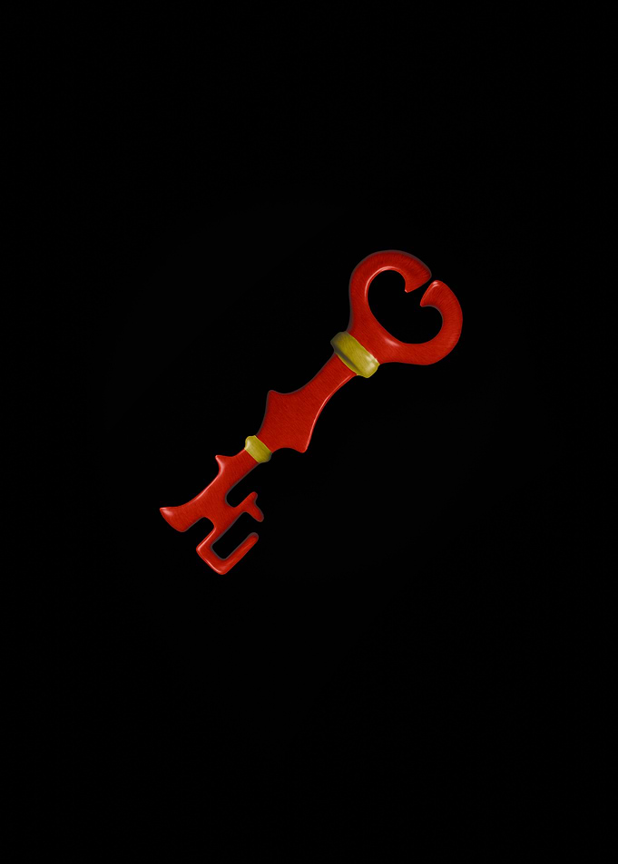 Gold and Red Medieval Key