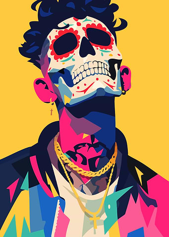 Sugar Skull Portrait Minimalist Art