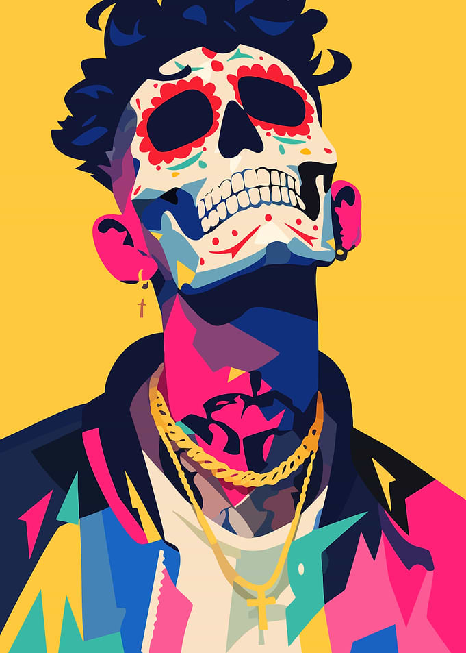 Sugar Skull Portrait Minimalist Art