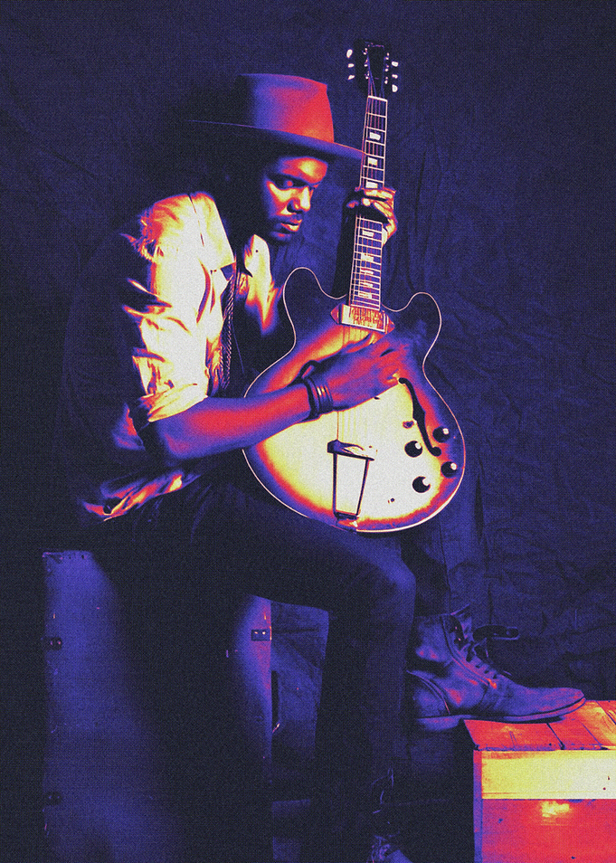Music Blues Guitarist grainy gradient