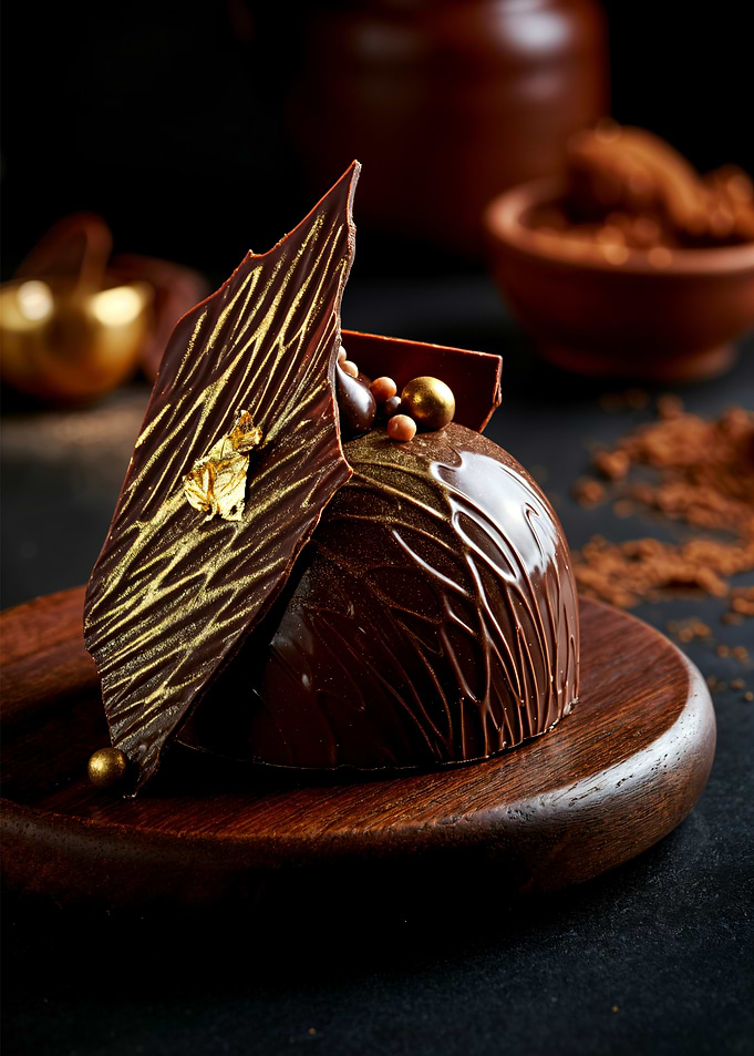 Chocolate Dessert with Gold Leaf