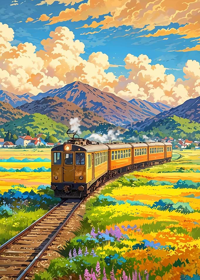 Train Through Fields