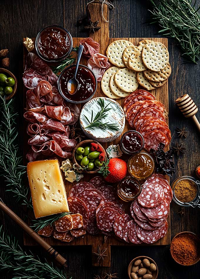 Charcuterie Board with Cheese and Crackers