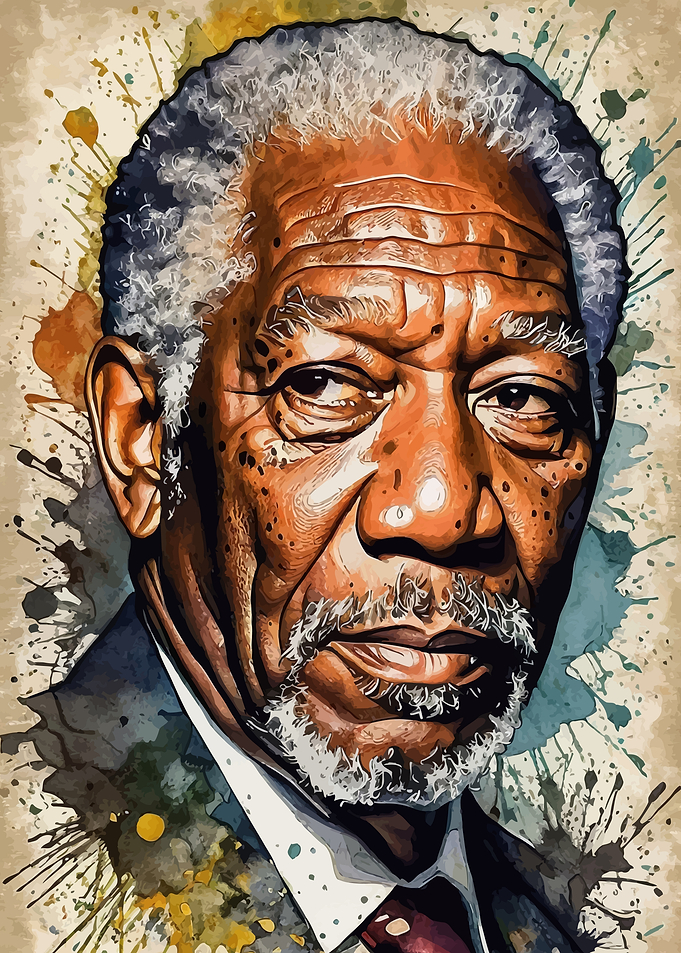 Morgan Freeman Watercolor Portrait