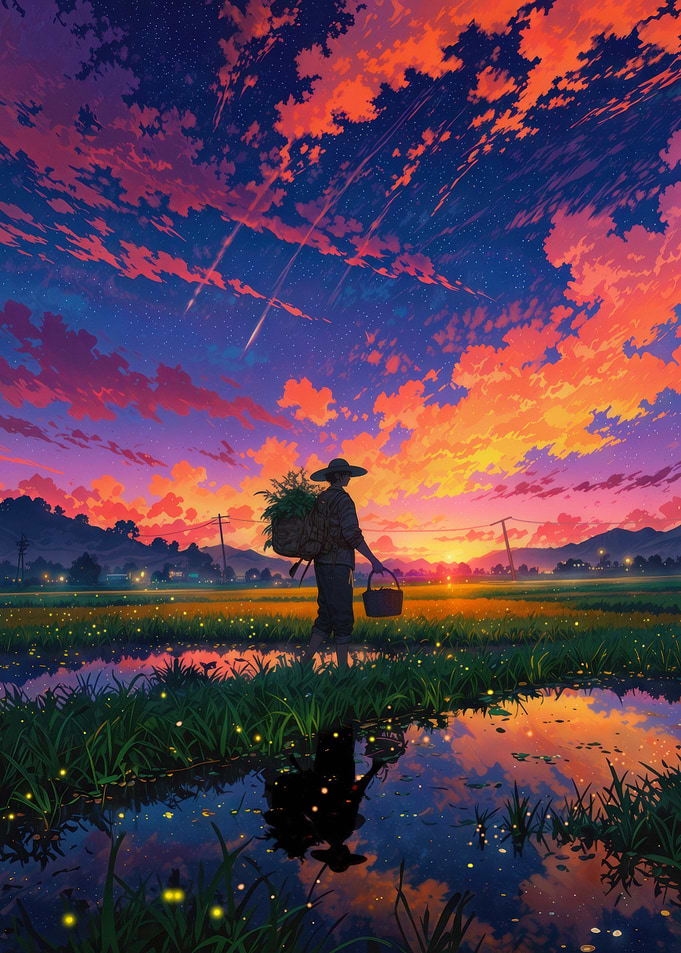 Sunset Paddy Field