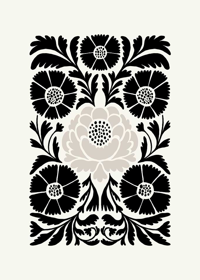 Black and White Floral Design