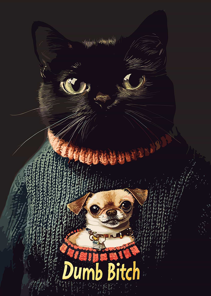 Cat and Dog in Sweater