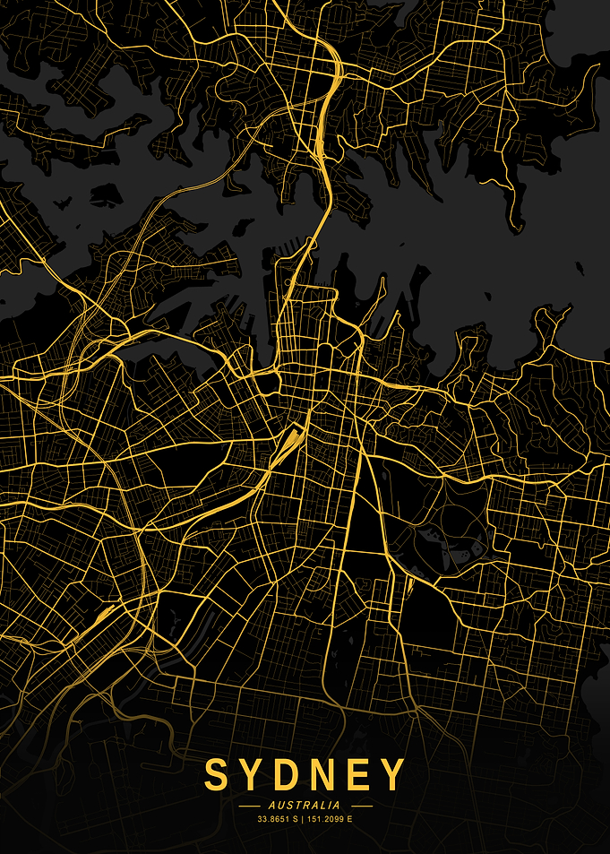 Golden Sydney City Map