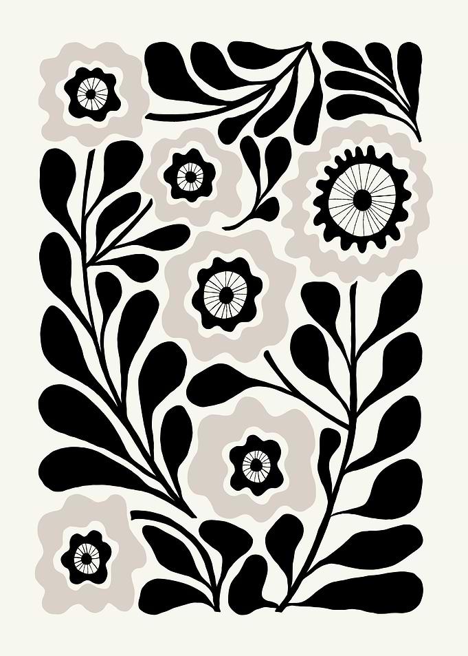 Black and White Floral Pattern