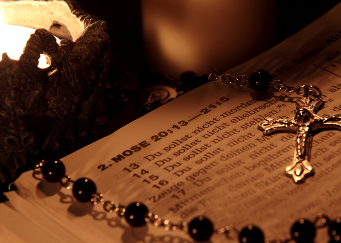 Rosary on Bible