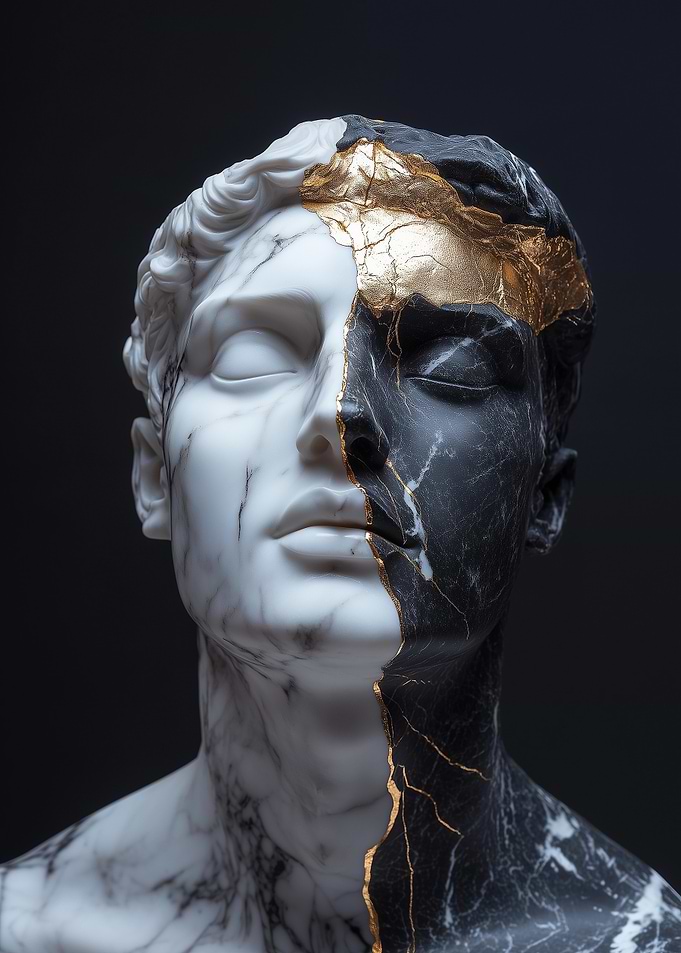 Marble Bust with Gold Crack