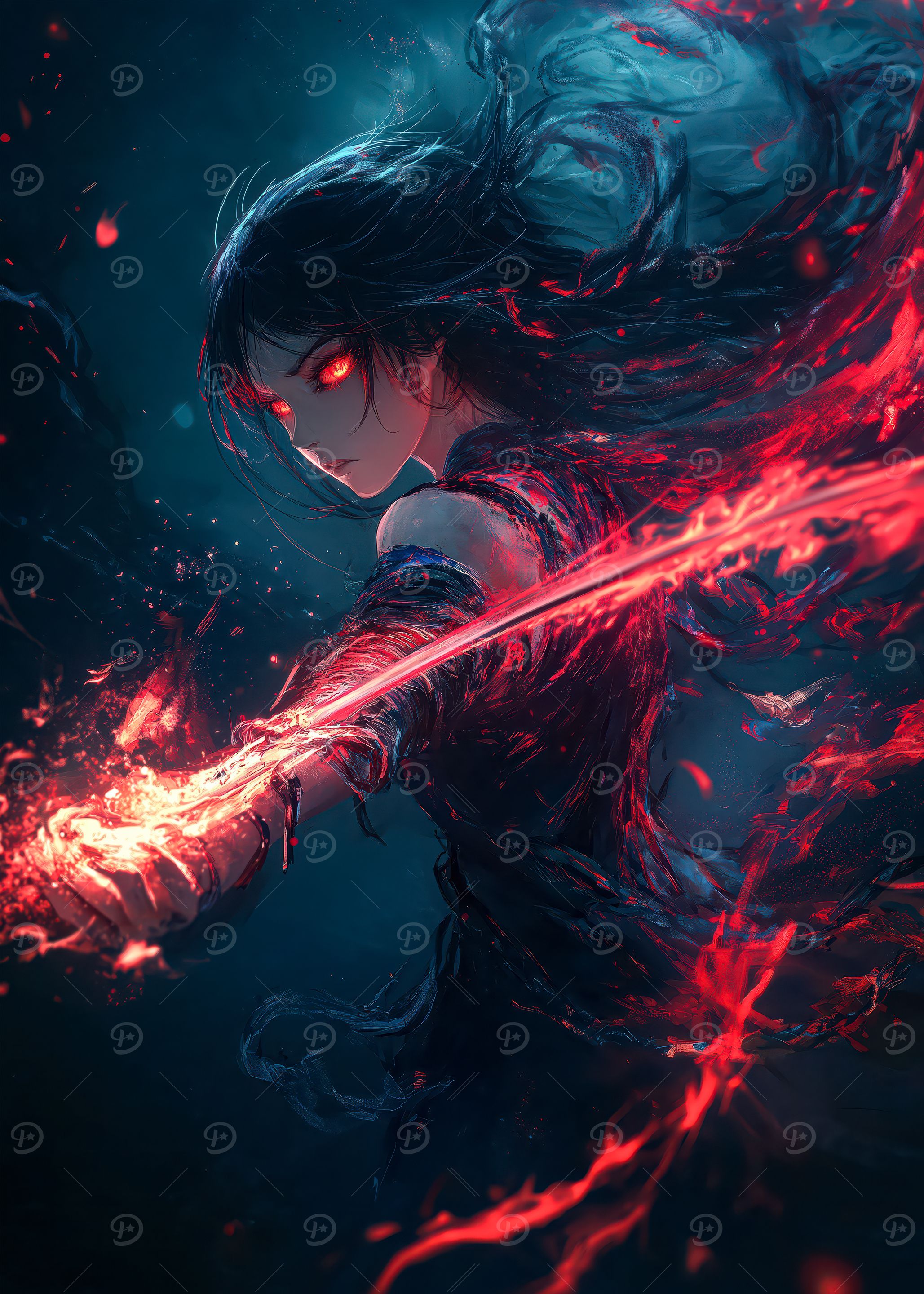 Fiery Anime Warrior