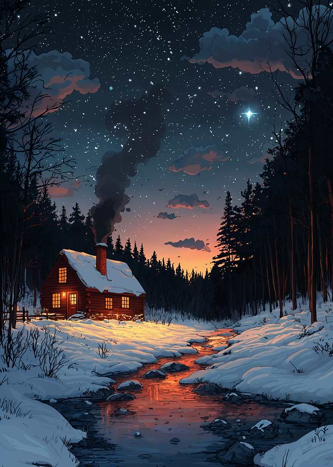 Cozy Cabin in Winter