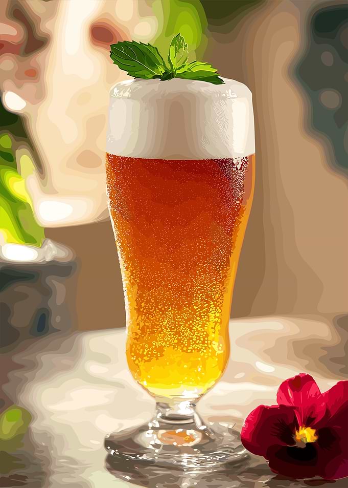 Glass of Beer with Mint