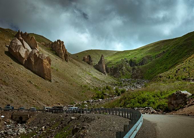 Mountain Road with Rocks called Dragon Teeth