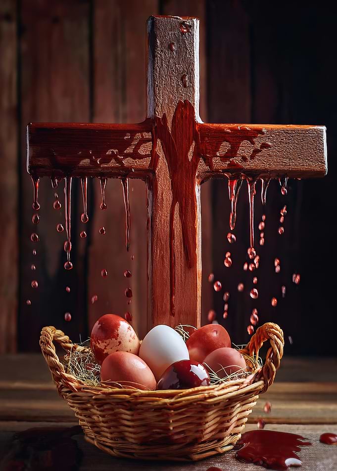 eggs under the bleeding cross