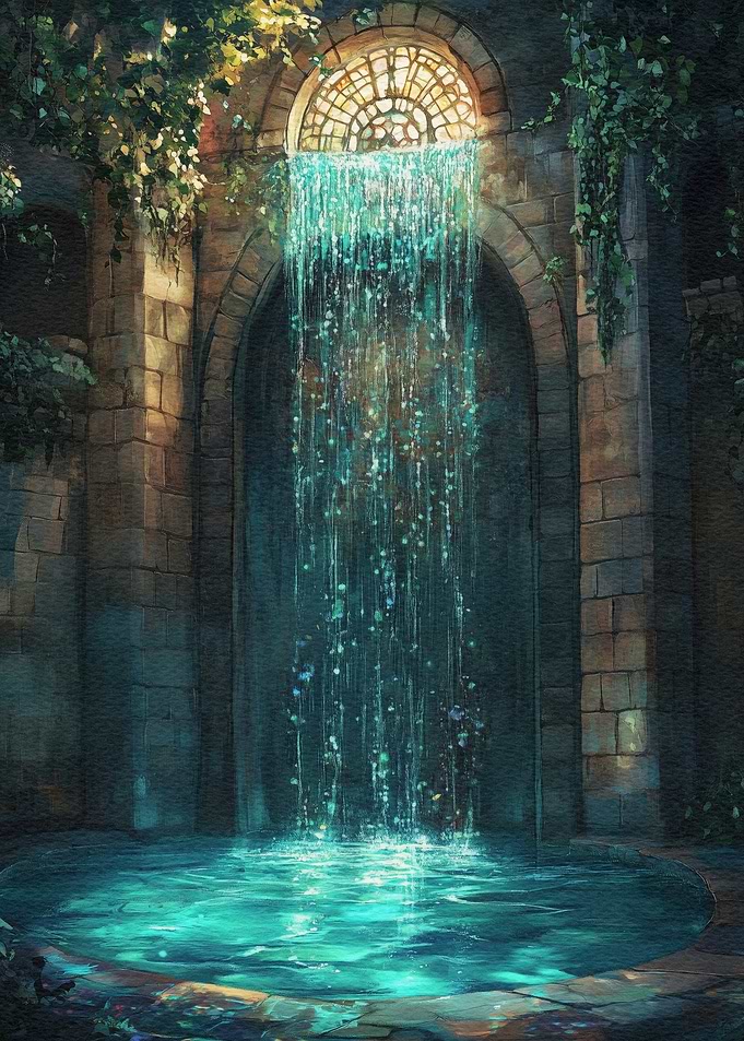 Waterfall in Stone Archway