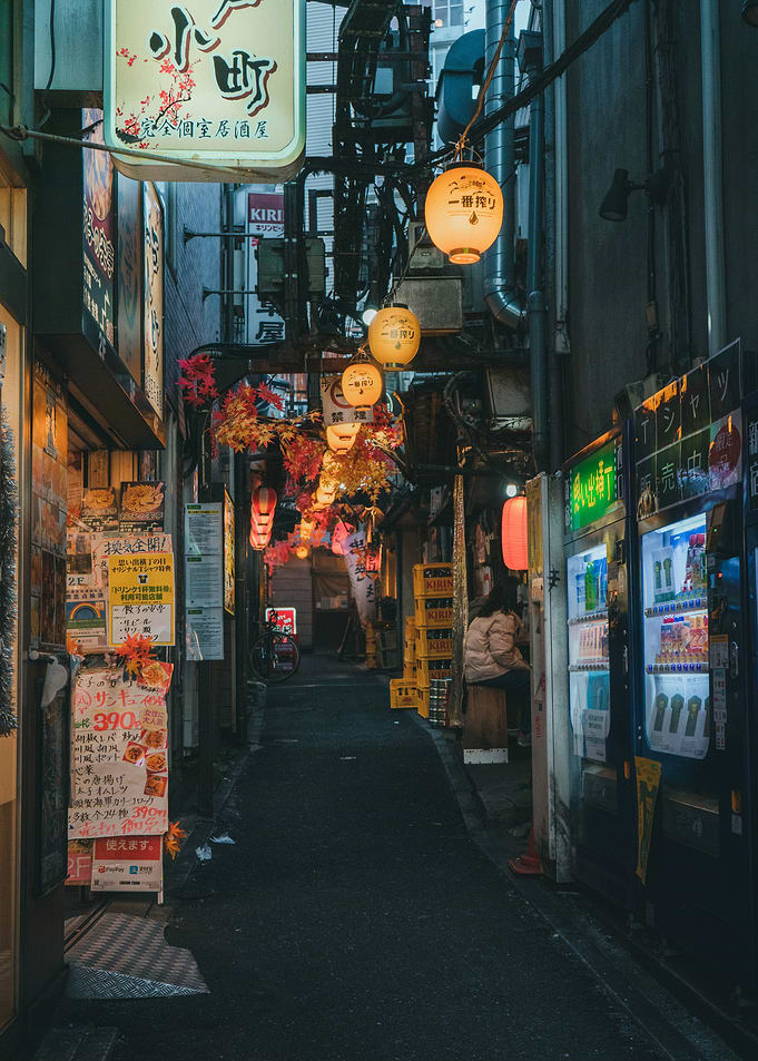 Japanese Alleyway at Night