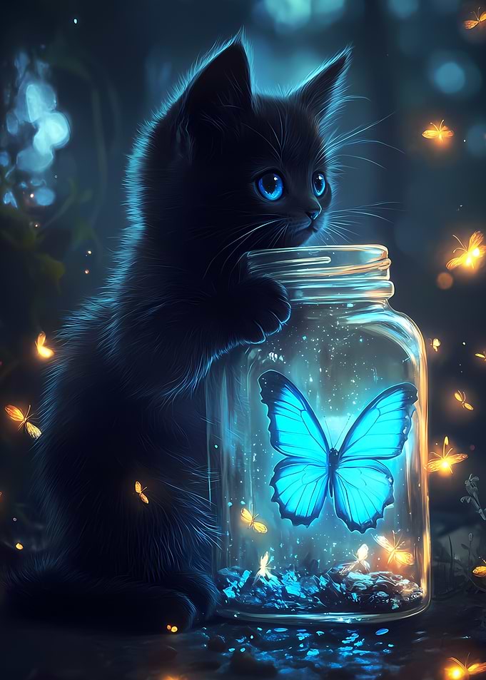 Black Cat and Butterfly