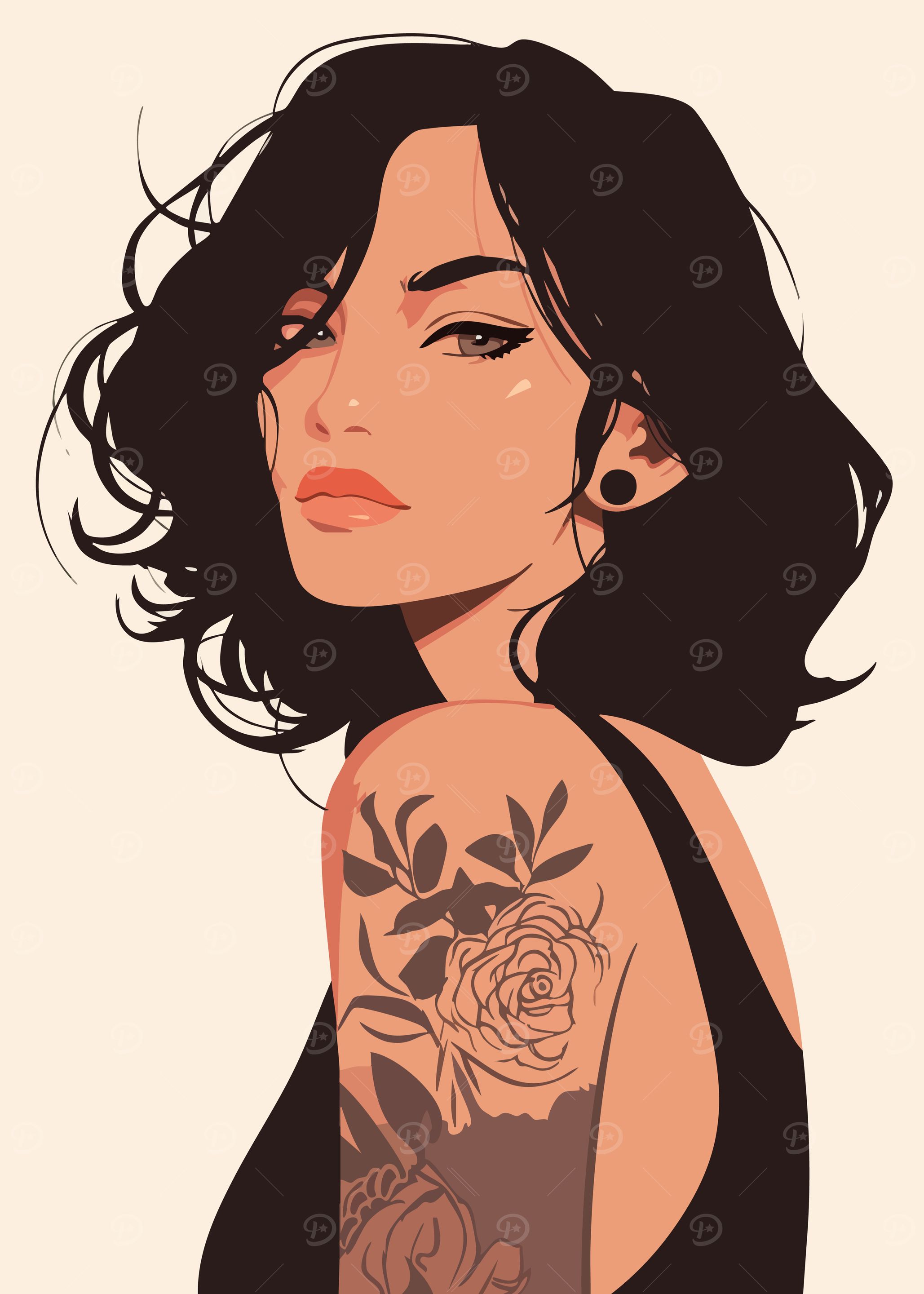 Tattoo Woman Portrait Minimalist Art