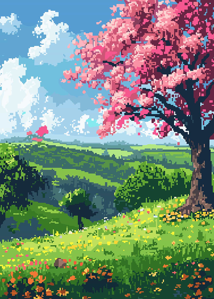 Spring Landscape Pixel Art