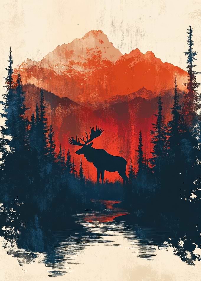 Moose in Mountain Landscape