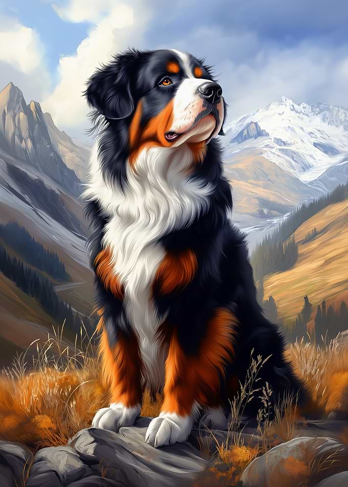 Bernese Mountain Dog in Mountains