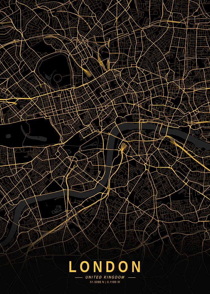 Golden London City Map