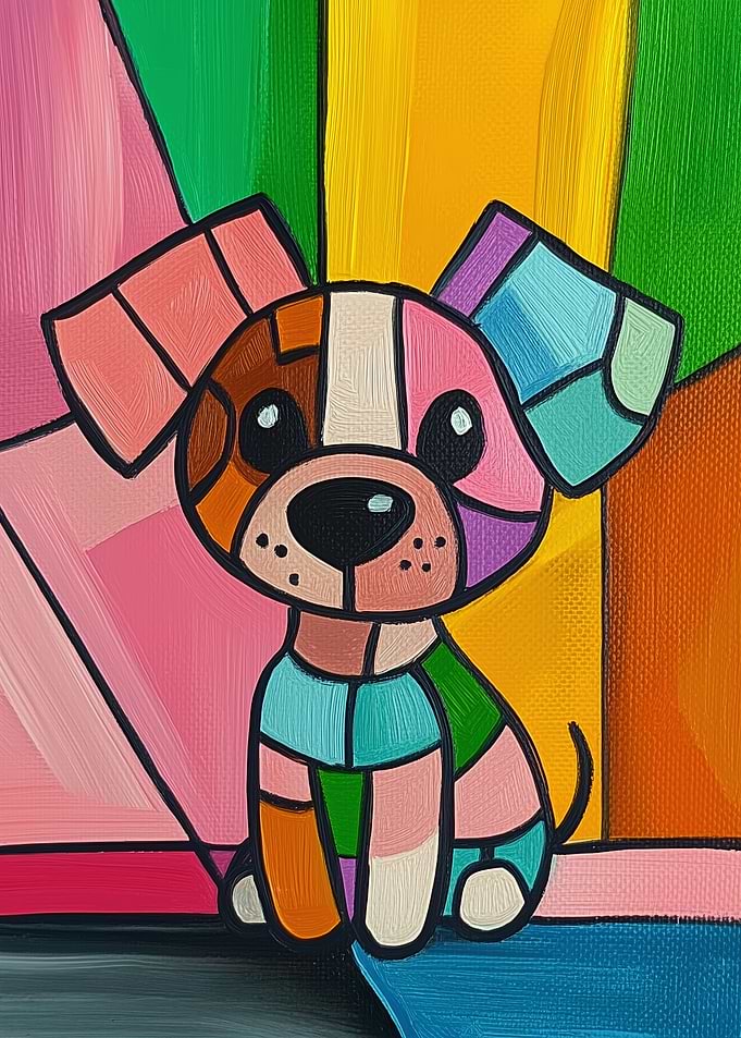 Geometric Cute Colorful Dog Portrait