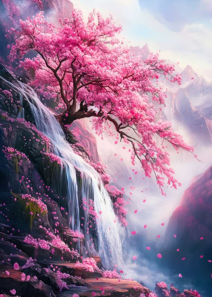 Cherry Blossom Waterfall