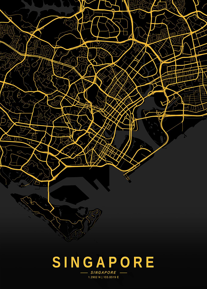 Golden Singapore City Map