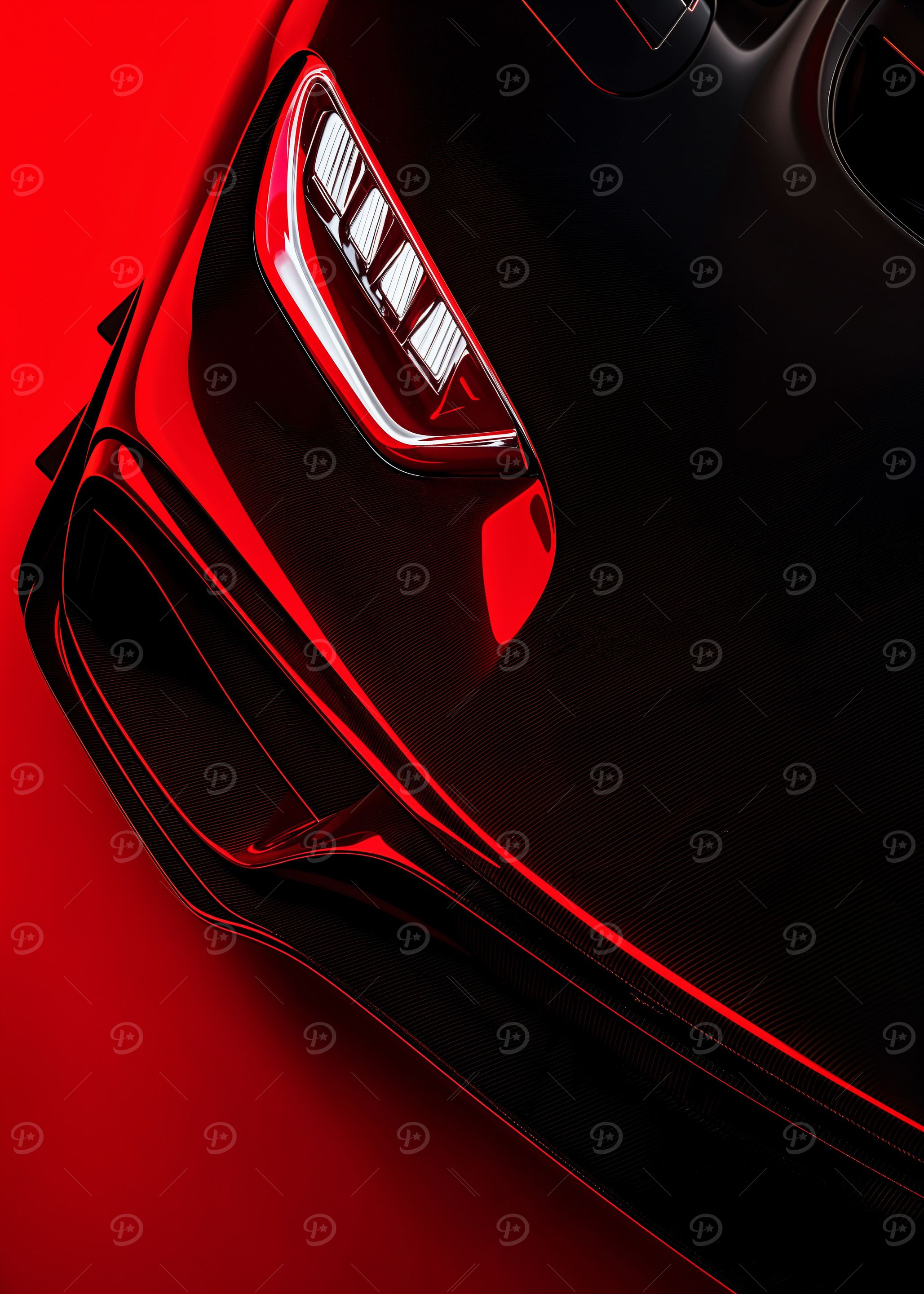 Black Sports Car Headlight