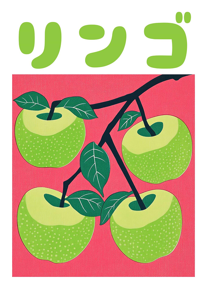 Green Apples Japanese Fruit Art Print