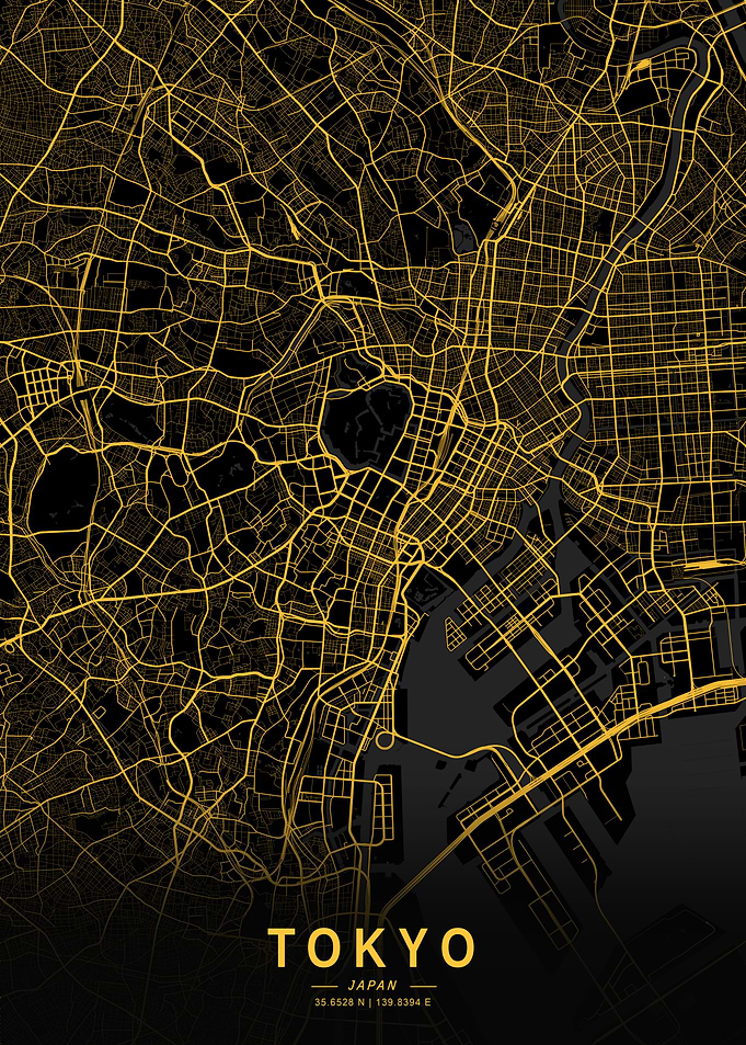 Golden Tokyo City Map