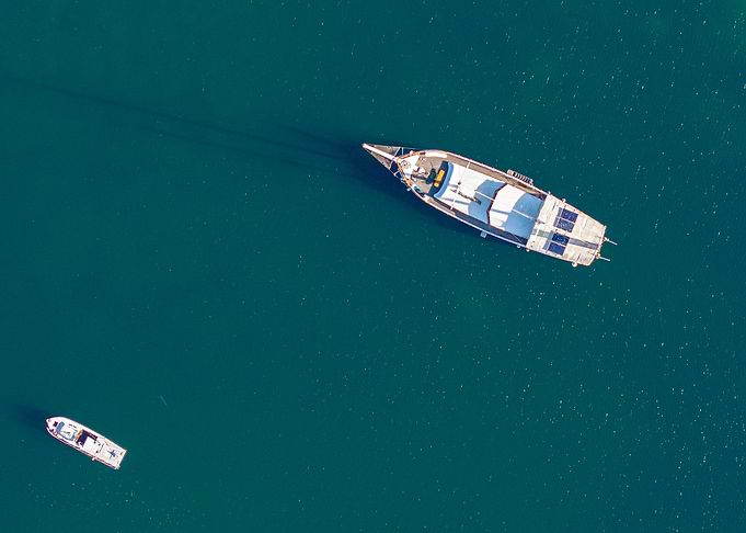Aerial View of Boats at Sea