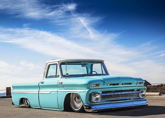 Lowrider Custom Blue Chevy Pickup Truck